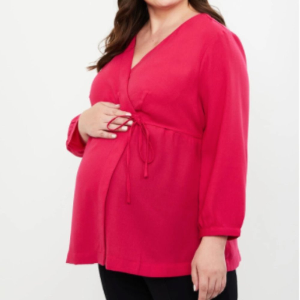 Motherhood Maternity Plus Size Faux Wrap Blouse 1X
